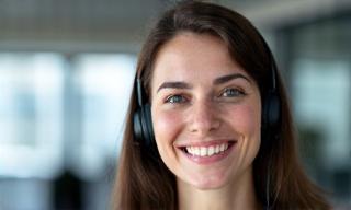 ヘッドセットを装着したサポート担当者